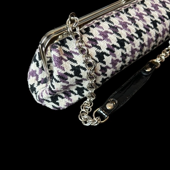 Apt. 9 Purple White Black Houndstooth Knit Shoulder Bag Chain Faux Leather Strap - Picture 6 of 16